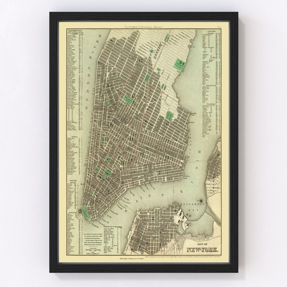 New York City Vintage Map 1836