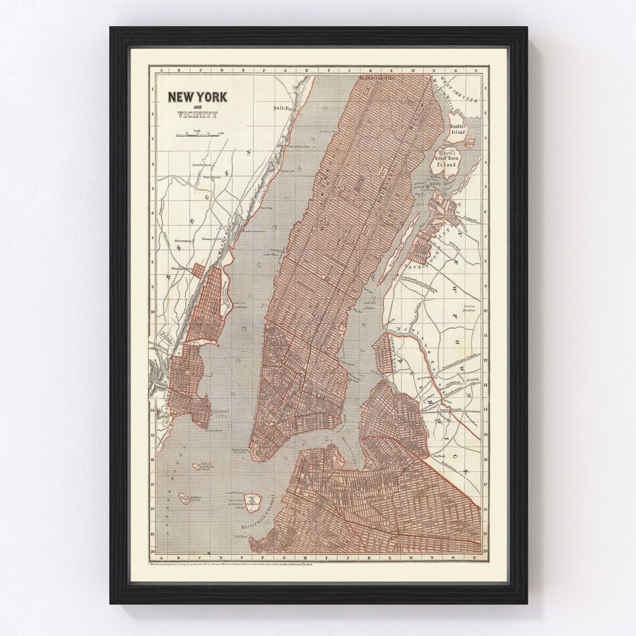 New York City Vintage Map 1845
