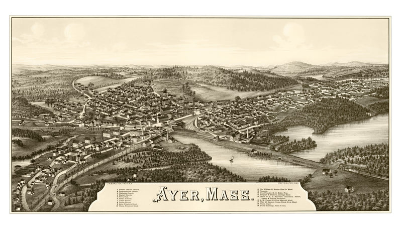 Size comparison using Vintage Map of Ayer, Massachusetts 1886