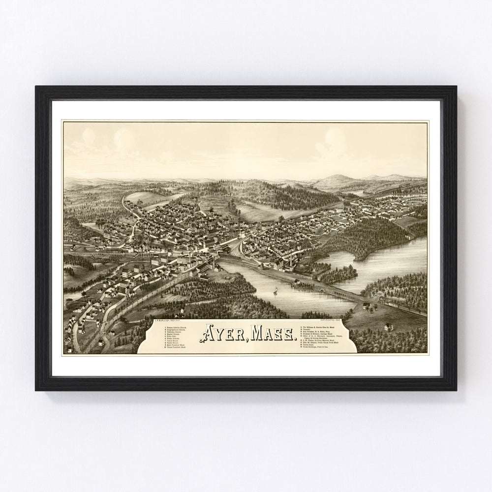 Ayer Vintage Map 1886