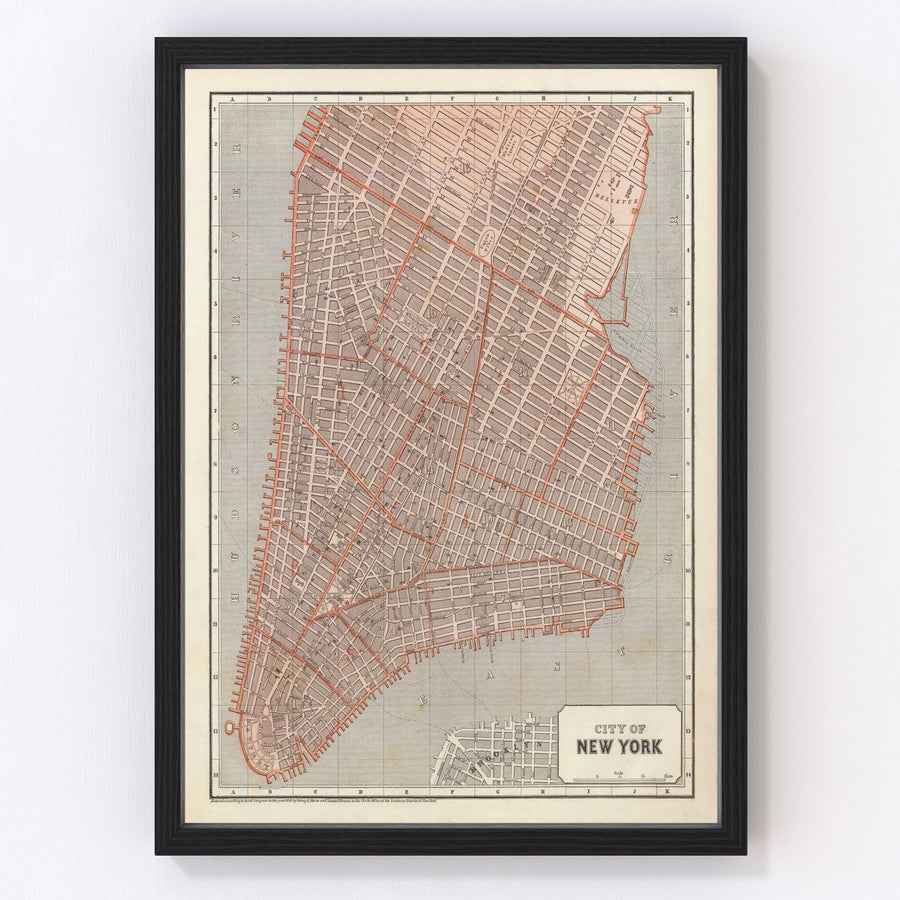 New York City Vintage Map 1845