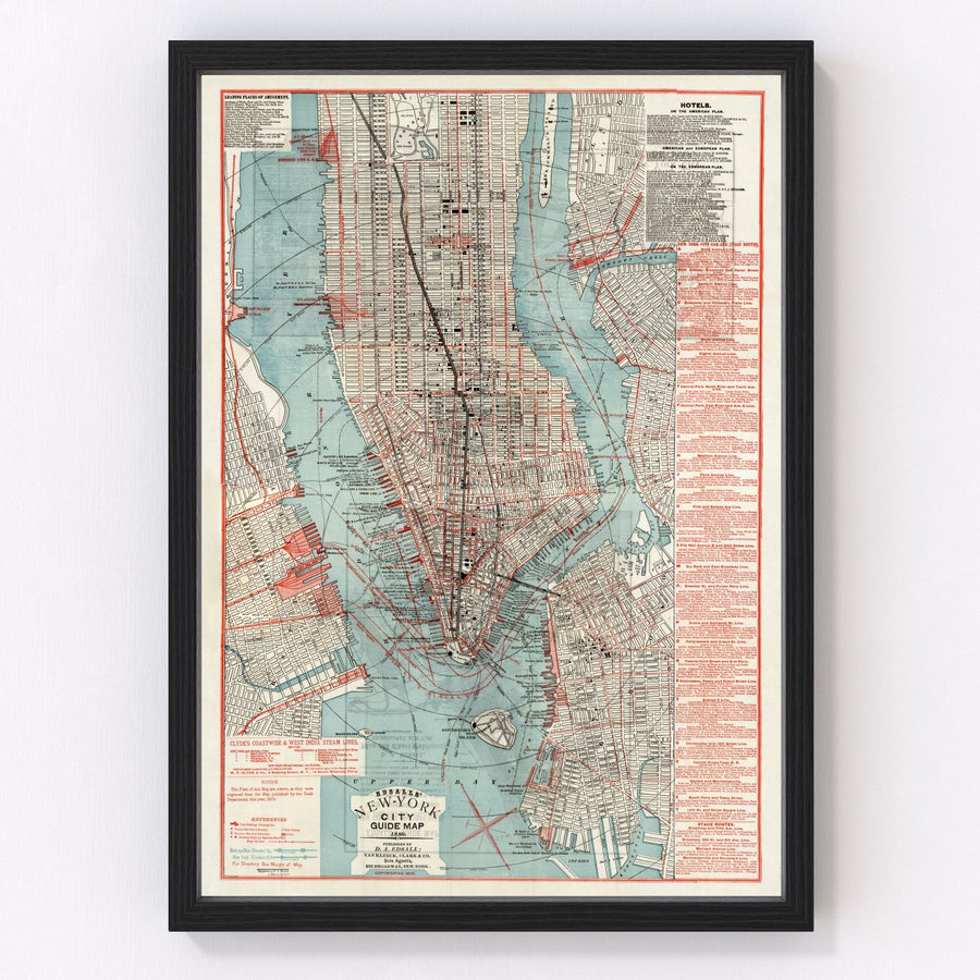 New York City Vintage Map 1880
