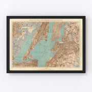 New York Bay Vintage Map 1891