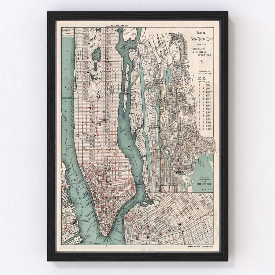 New York City Vintage Map 1897