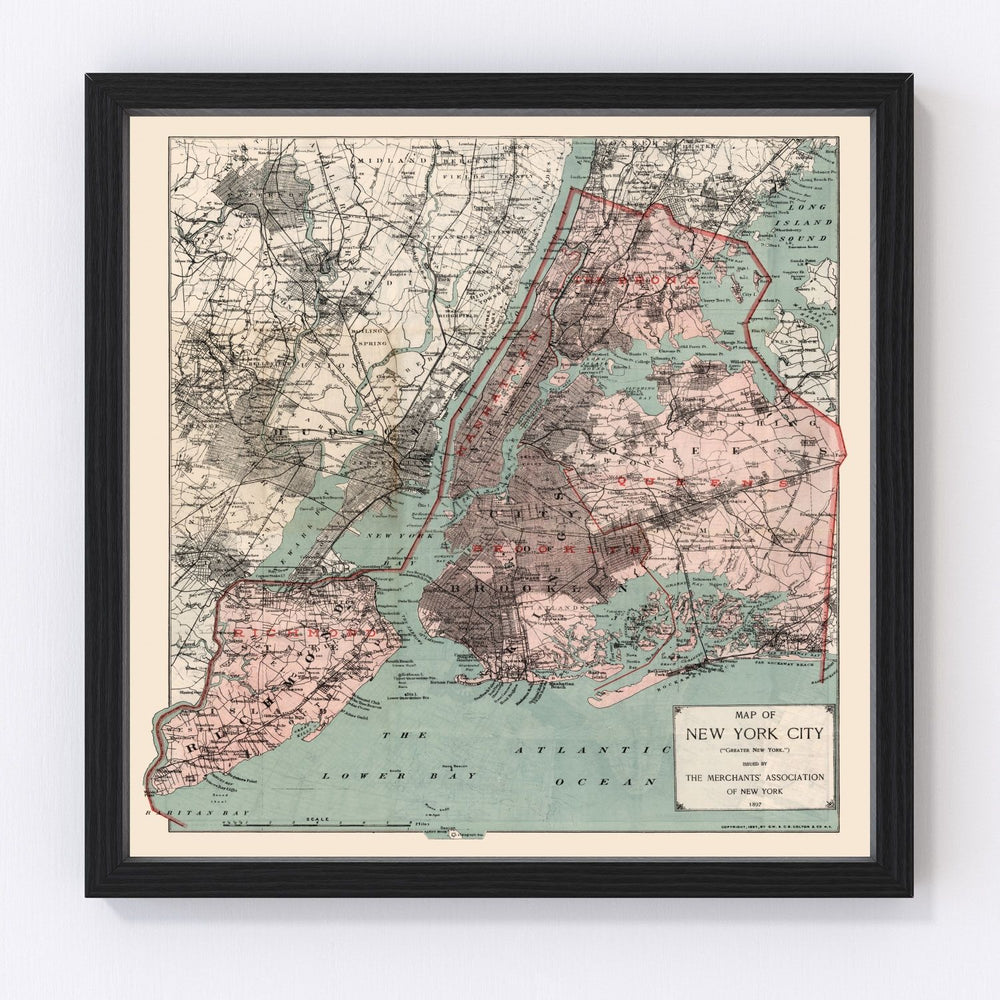 New York City Vintage Map 1897