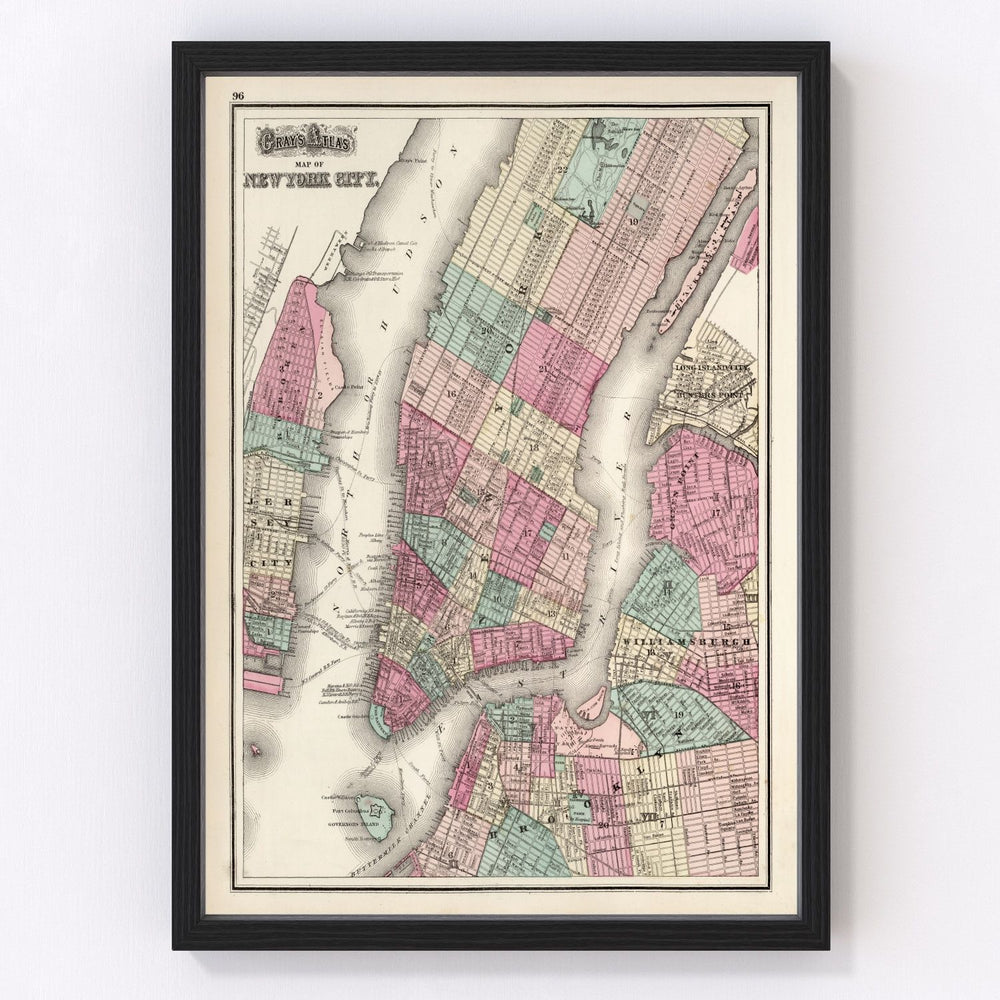 New York City Vintage Map 1873