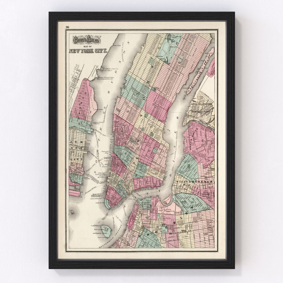 New York City Vintage Map 1873