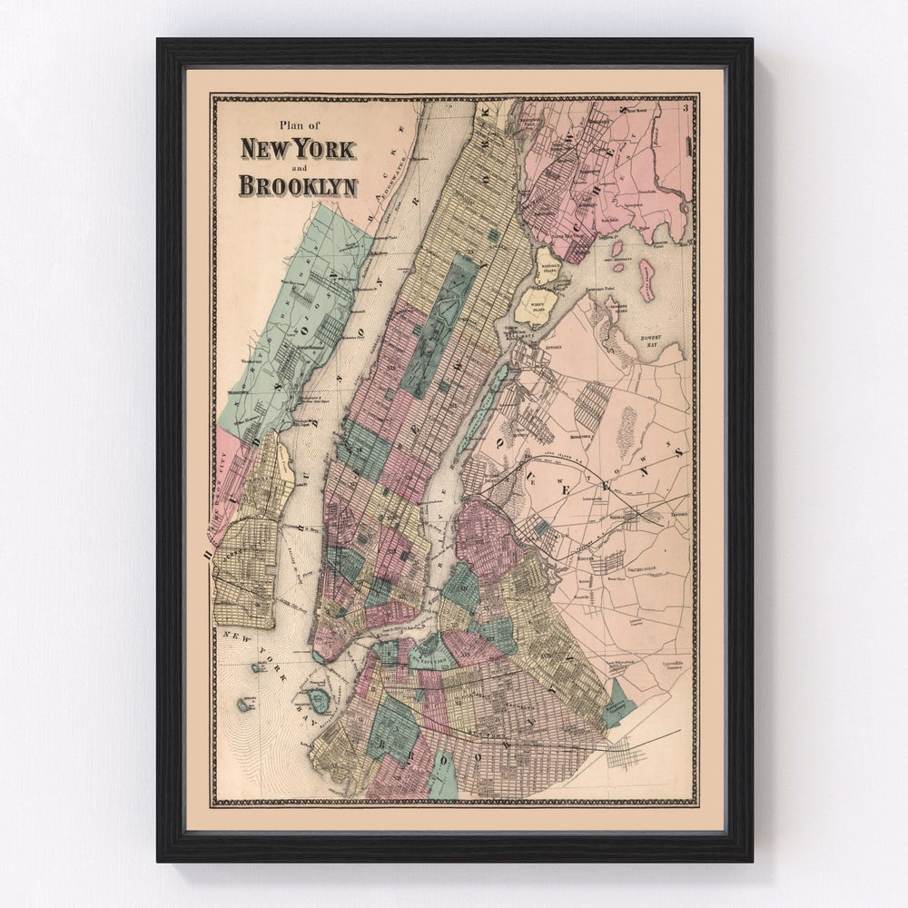 Brooklyn Vintage Map 1867