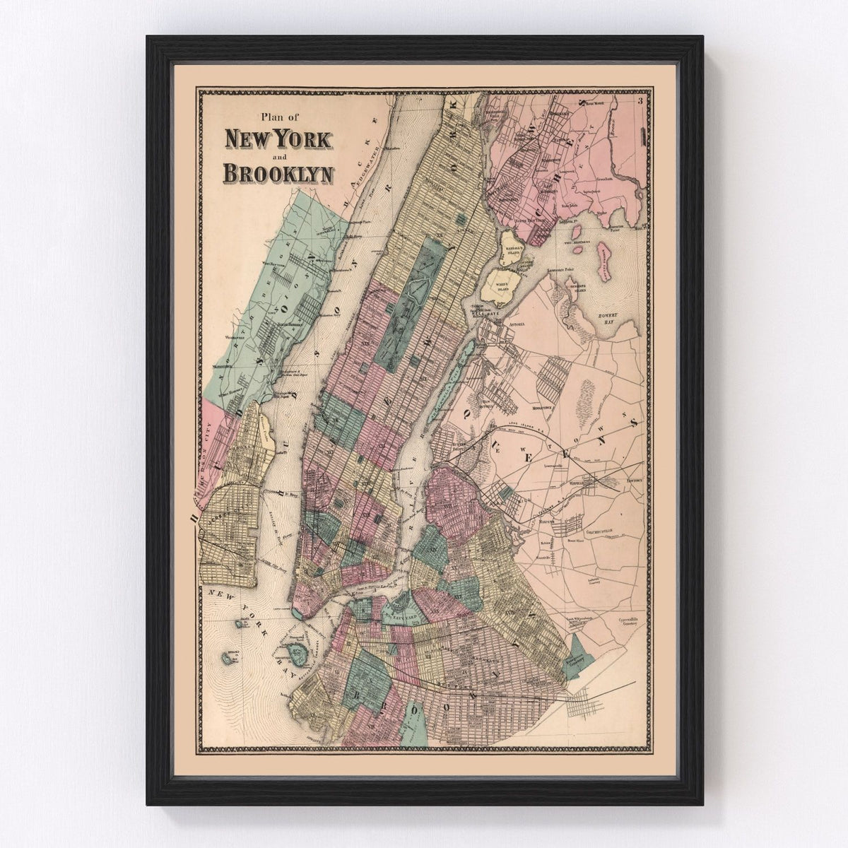 Brooklyn Vintage Map 1867