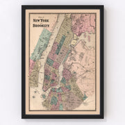 Brooklyn Vintage Map 1867