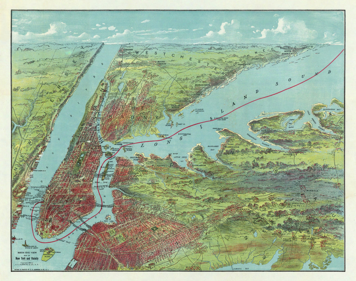 Preview of Vintage Map of Long Island, New York 1909