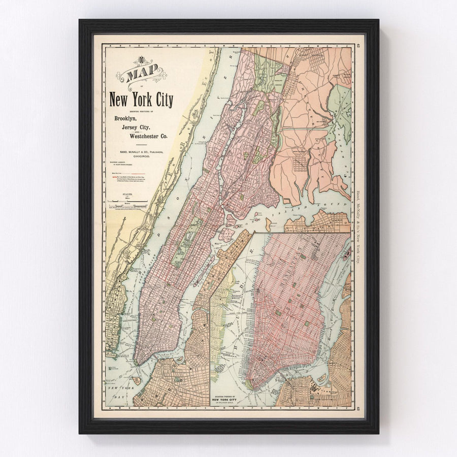 New York City Vintage Map 1892
