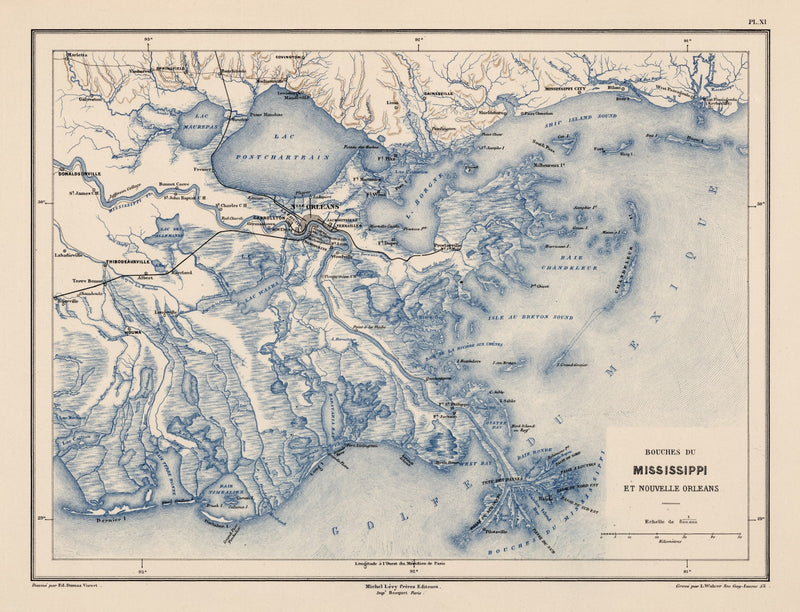 Size comparison using Vintage Map of New Orleans, Louisiana 1875