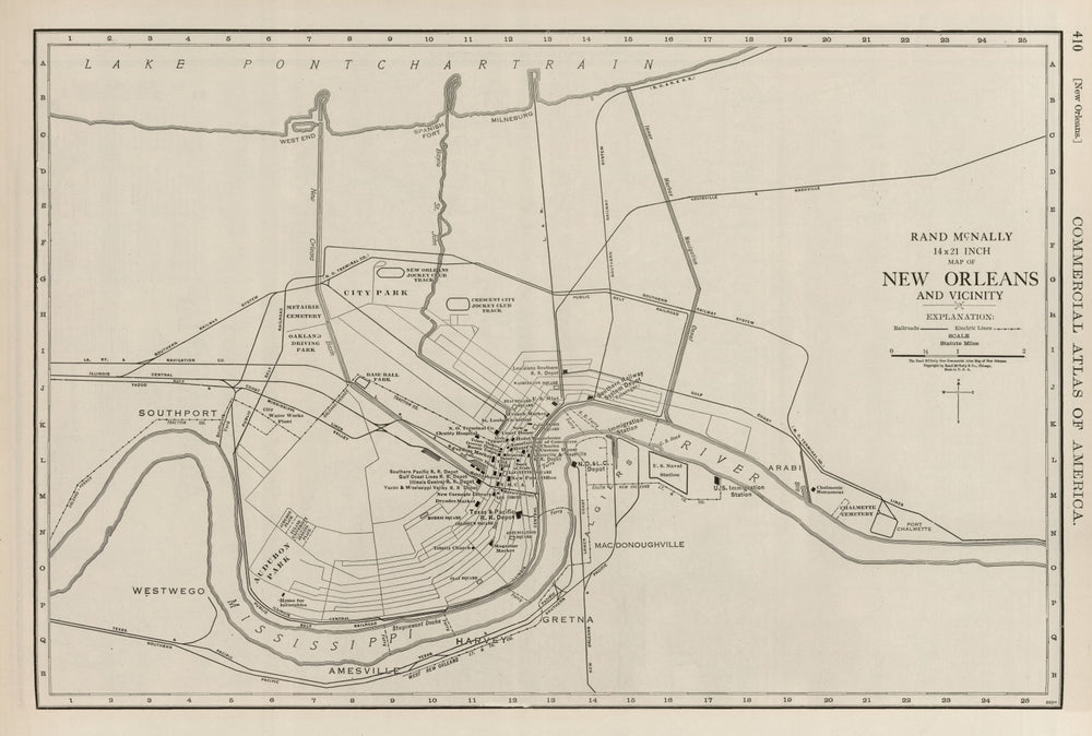 Vintage Map of New Orleans, Louisiana 1924 print style example