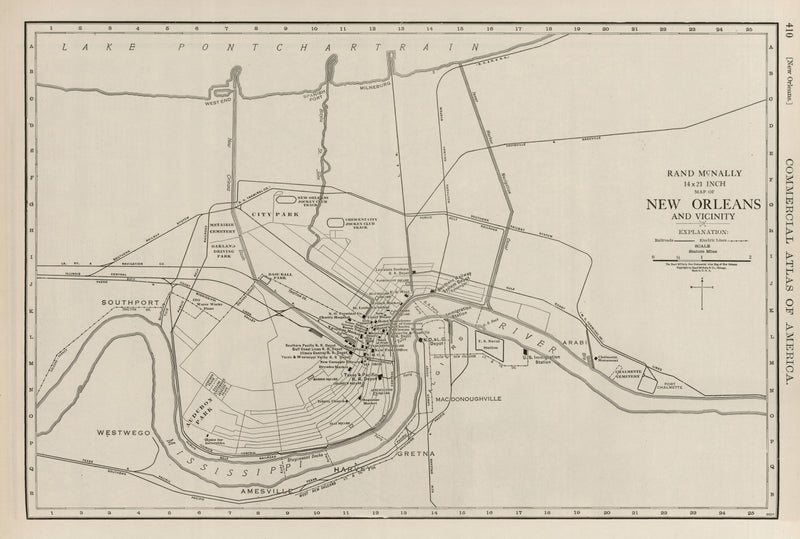 Size comparison using Vintage Map of New Orleans, Louisiana 1924