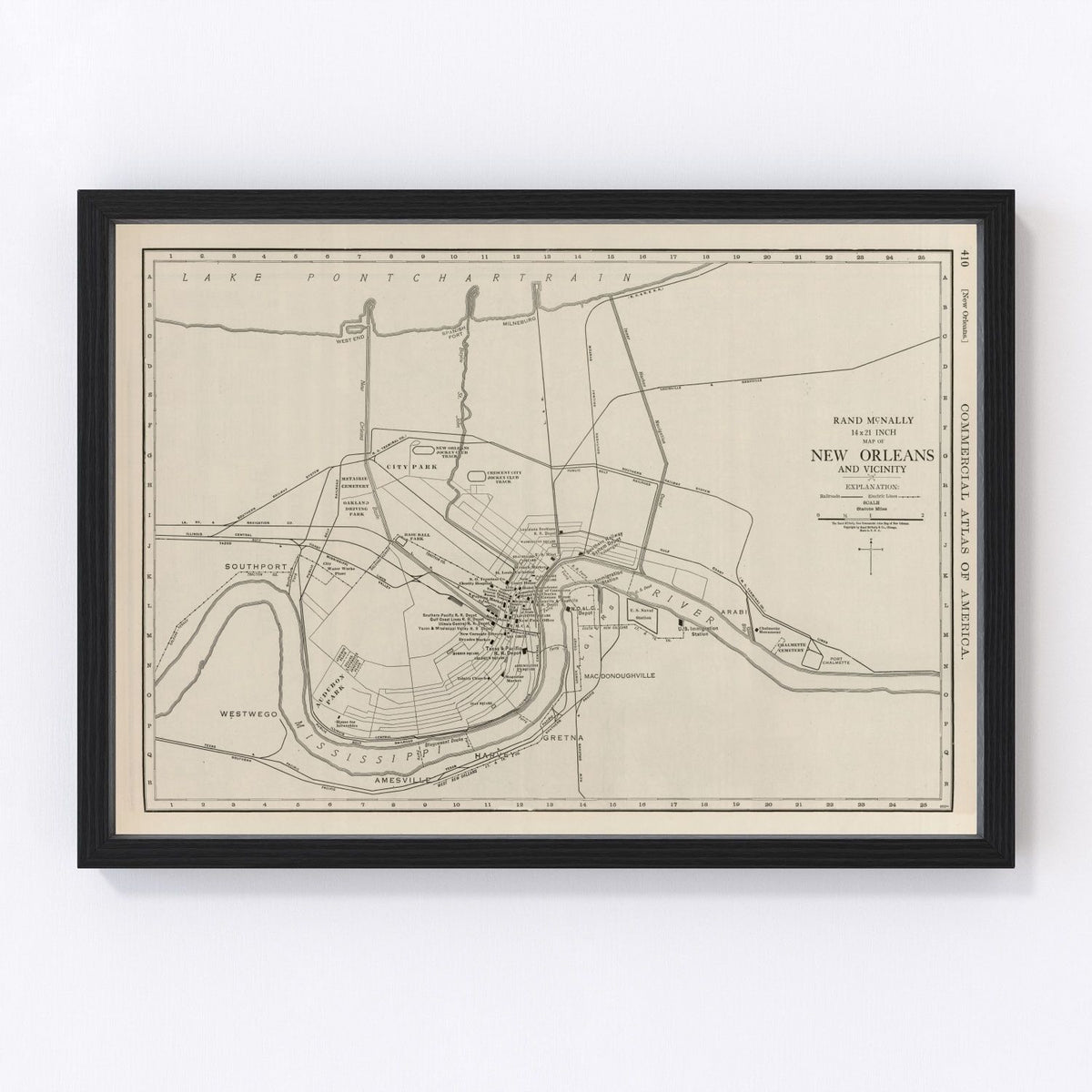 New Orleans Vintage Map 1924