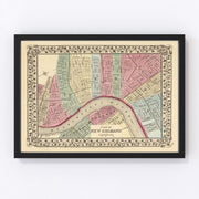 New Orleans Vintage Map 1870