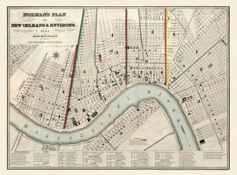 Size comparison using Vintage Map of New Orleans, Louisiana 1845