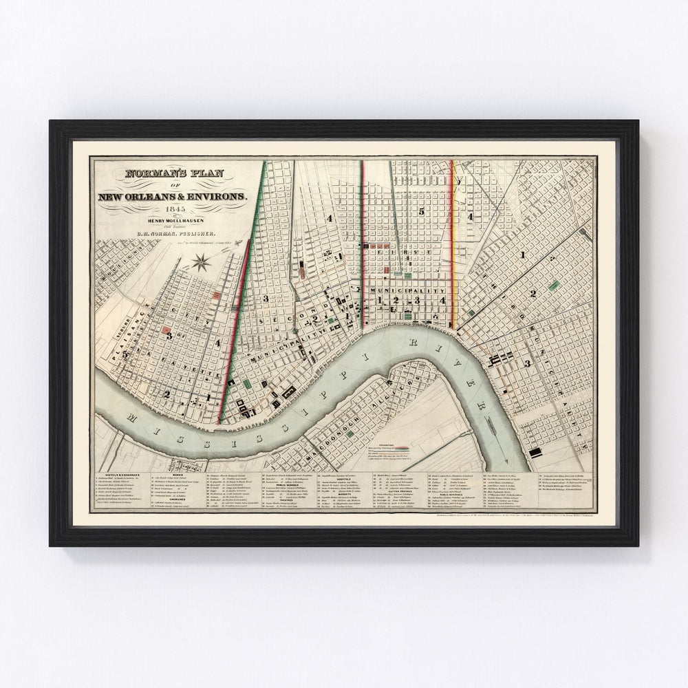 New Orleans Vintage Map 1845