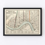New Orleans Vintage Map 1845