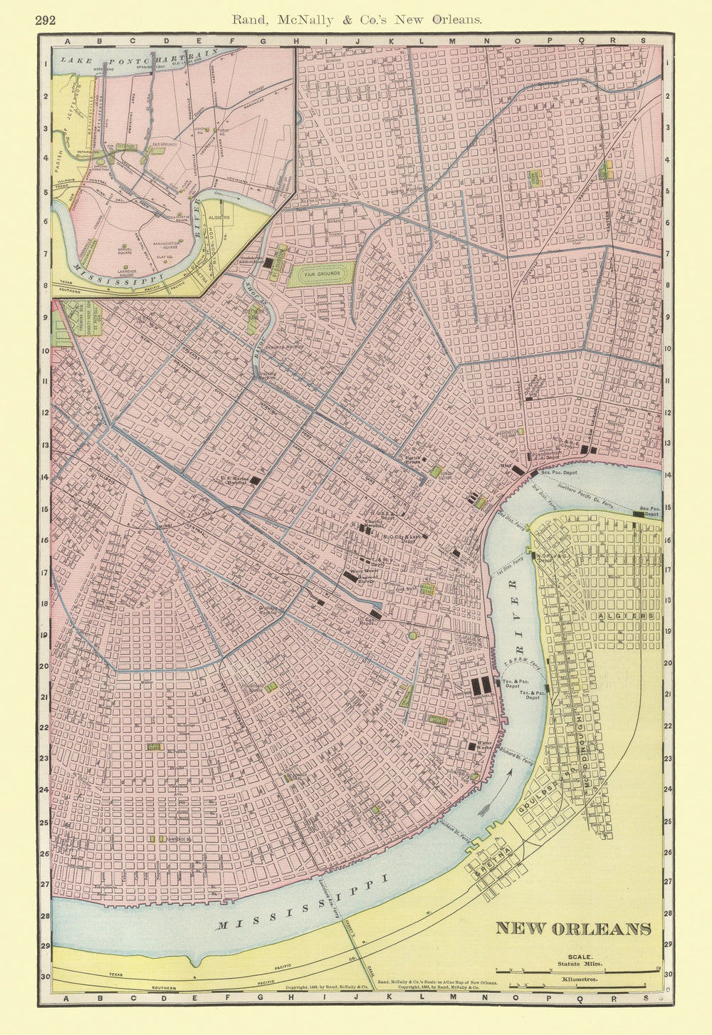 Vintage Map of New Orleans, Louisiana 1903 print style example