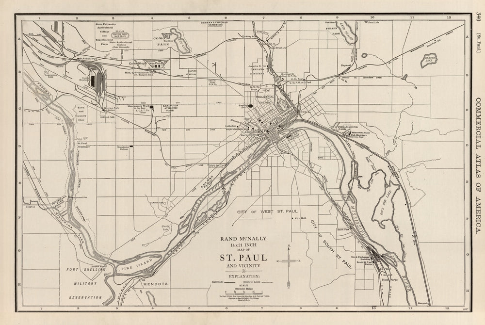 Vintage Map of St. Paul, Minnesota 1924 print style example