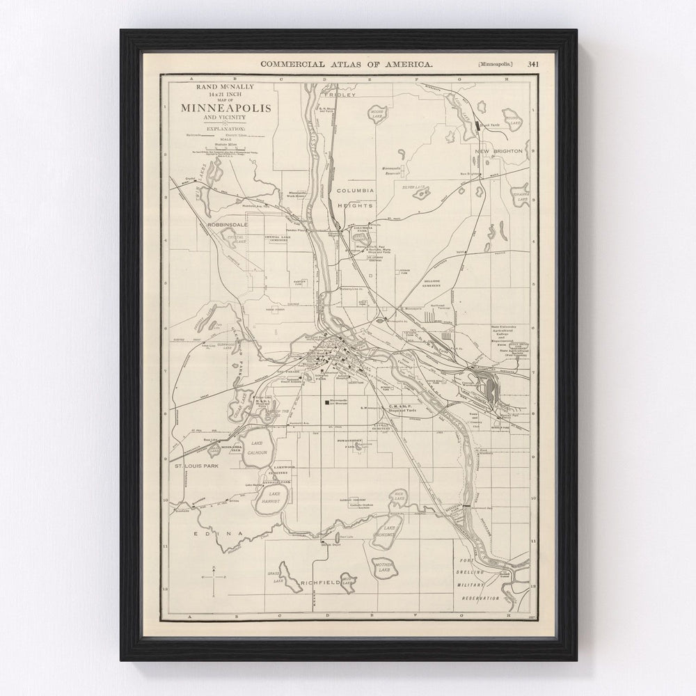 Minneapolis Vintage Map 1924