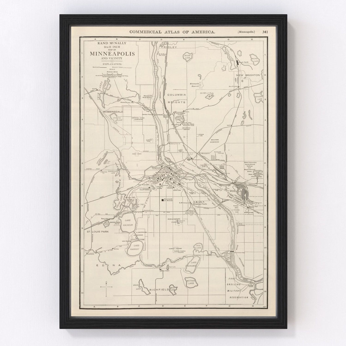 Minneapolis Vintage Map 1924