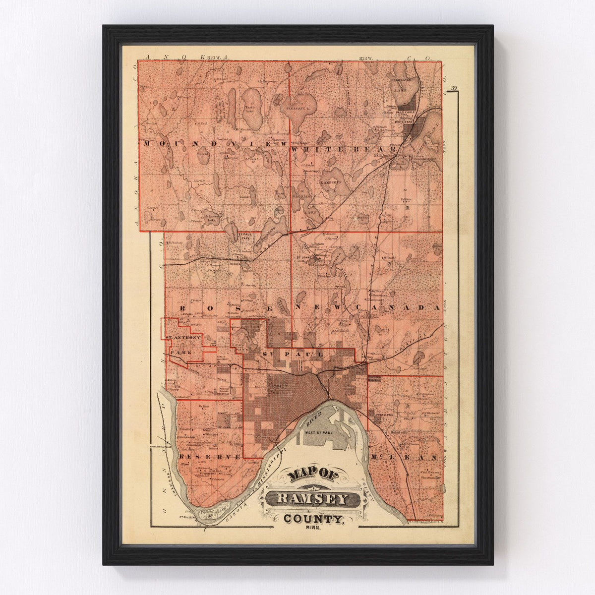 Ramsey County Vintage Map 1874