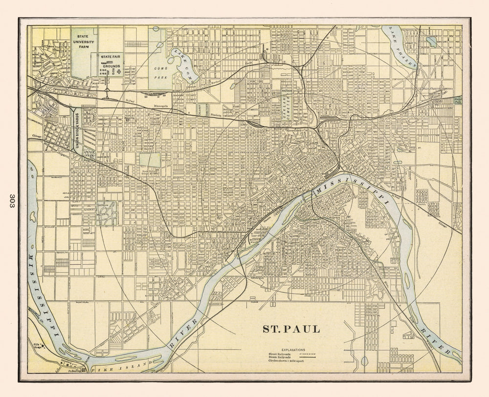 Vintage Map of St. Paul, Minnesota 1901 print style example