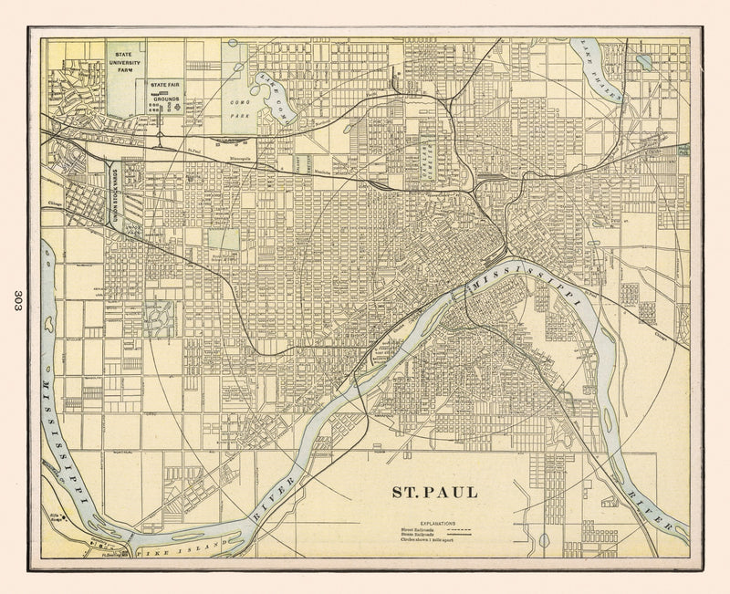 Size comparison using Vintage Map of St. Paul, Minnesota 1901