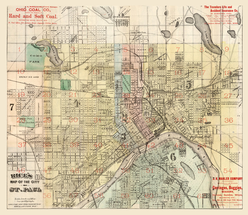 Size comparison using Vintage Map of St. Paul, Minnesota 1884