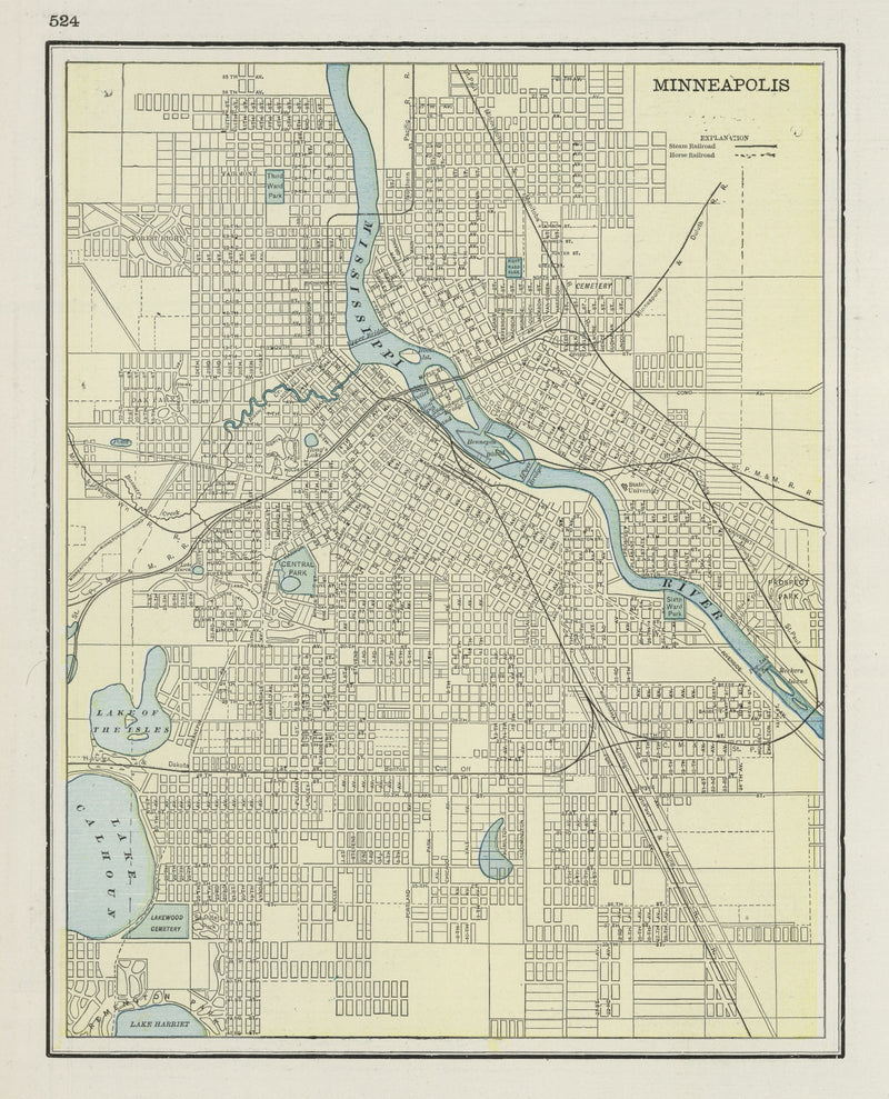 Size comparison using Vintage Map of Minneapolis, Minnesota 1901