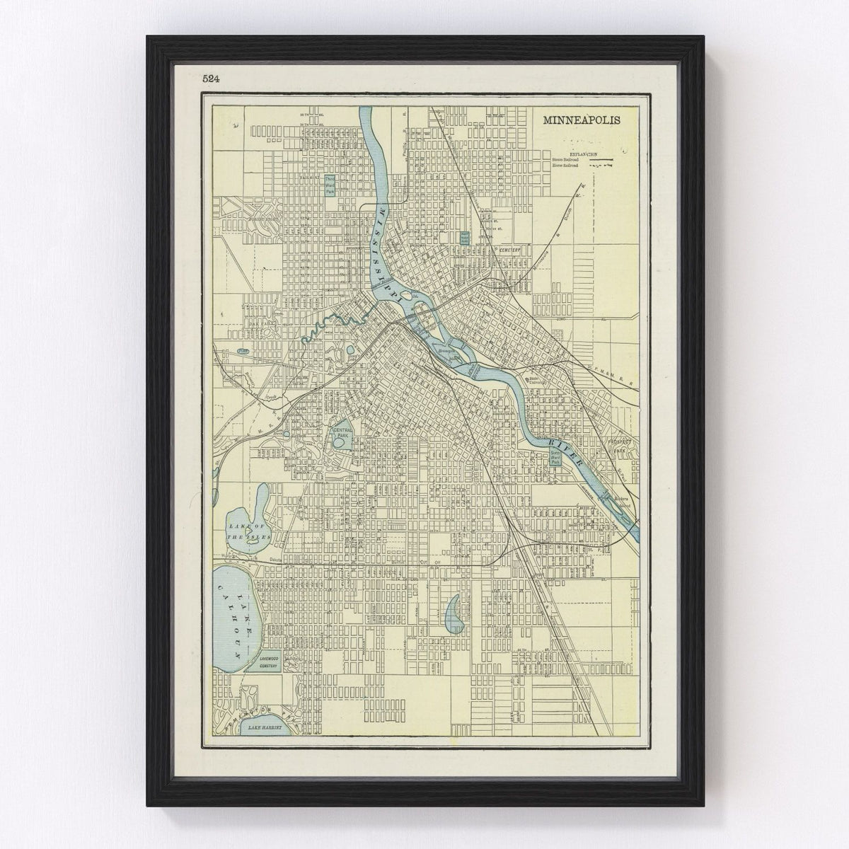 Minneapolis Vintage Map 1901