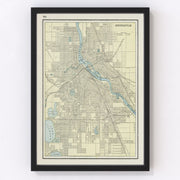 Minneapolis Vintage Map 1901