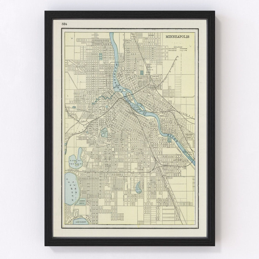 Minneapolis Vintage Map 1901