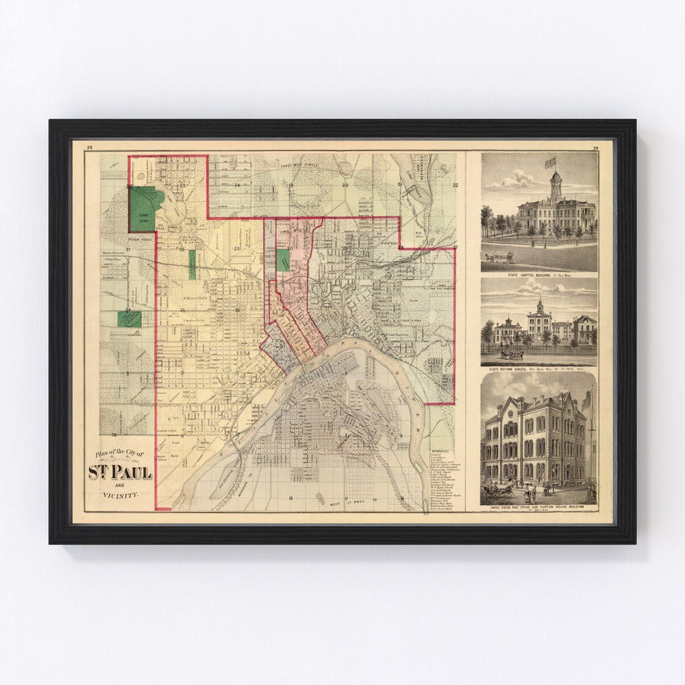 St. Paul Vintage Map 1874