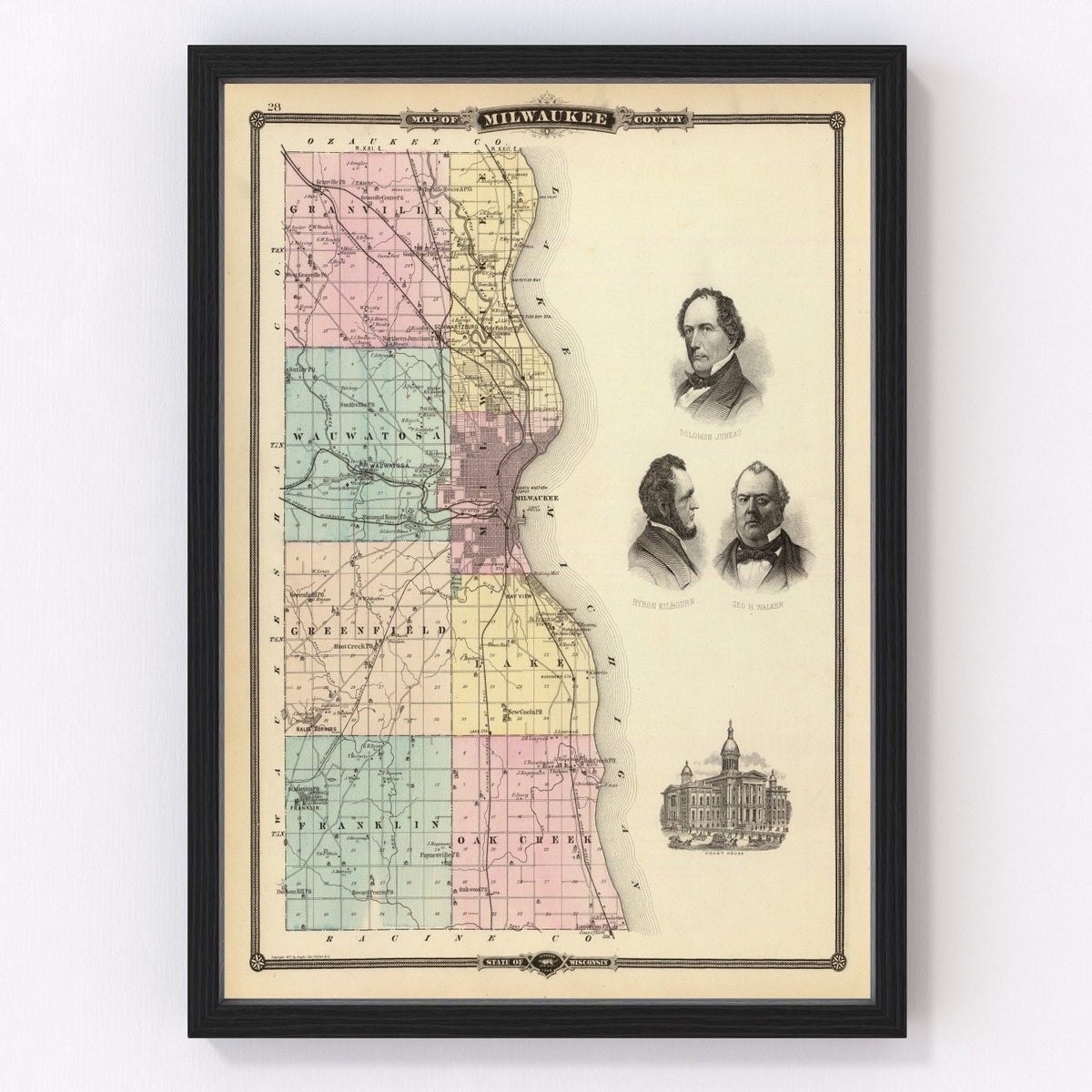Milwaukee County Vintage Map 1878