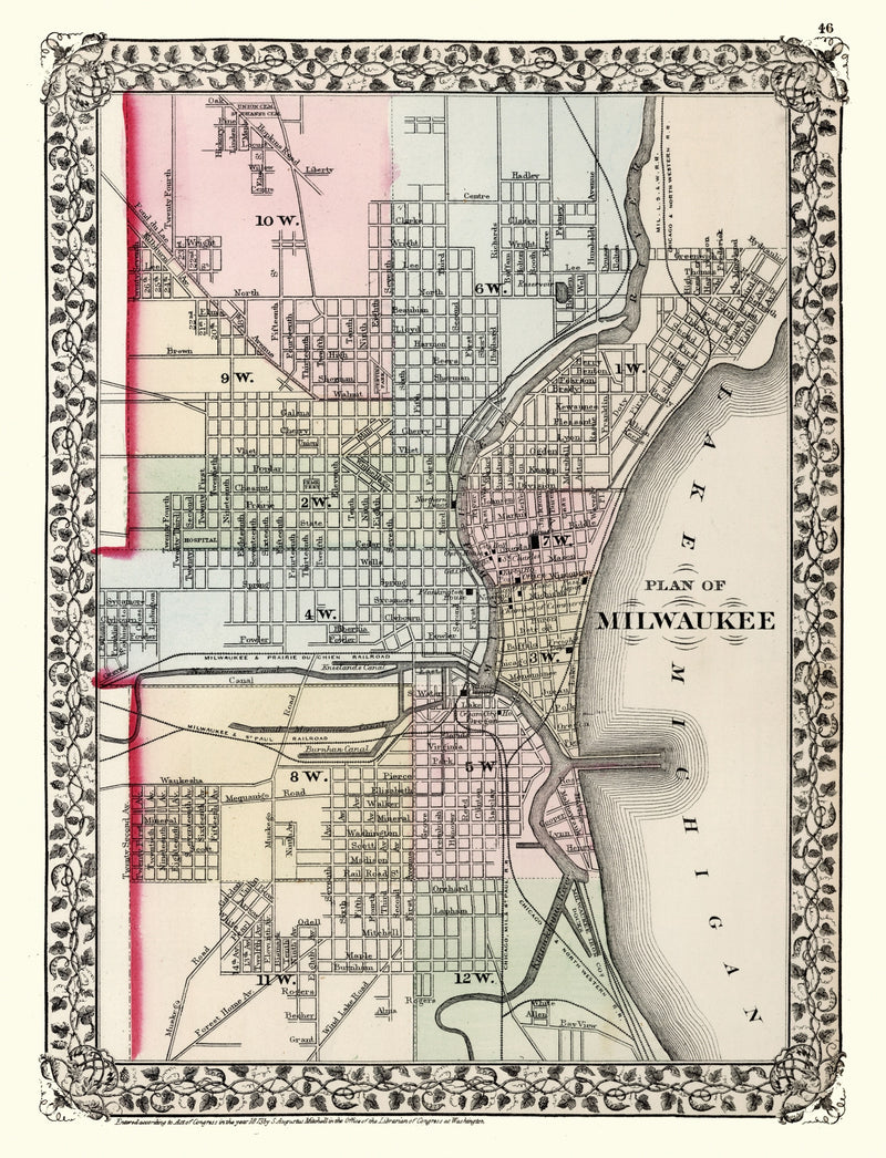 Size comparison using Vintage Map of Milwaukee, Wisconsin 1874