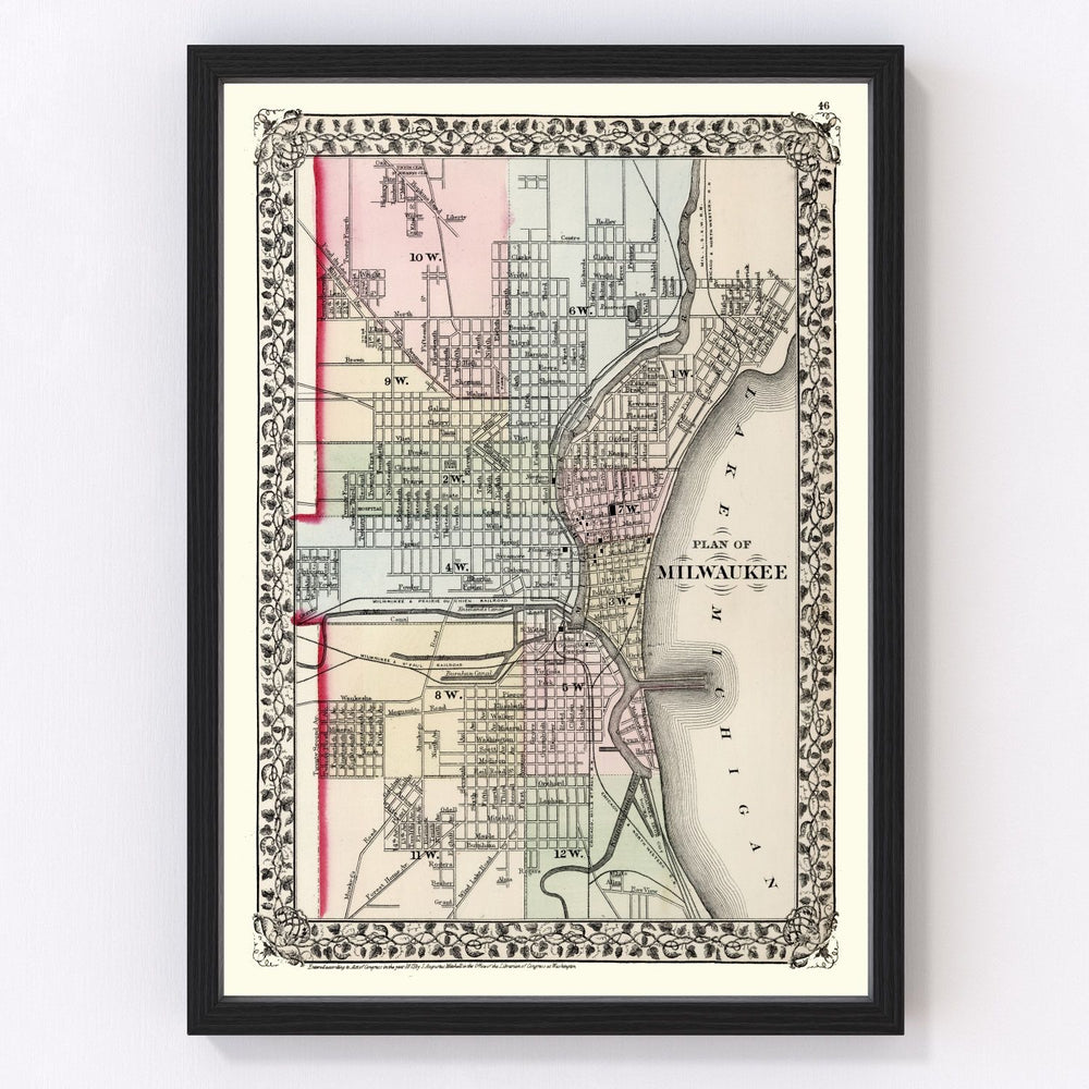 Milwaukee Vintage Map 1874