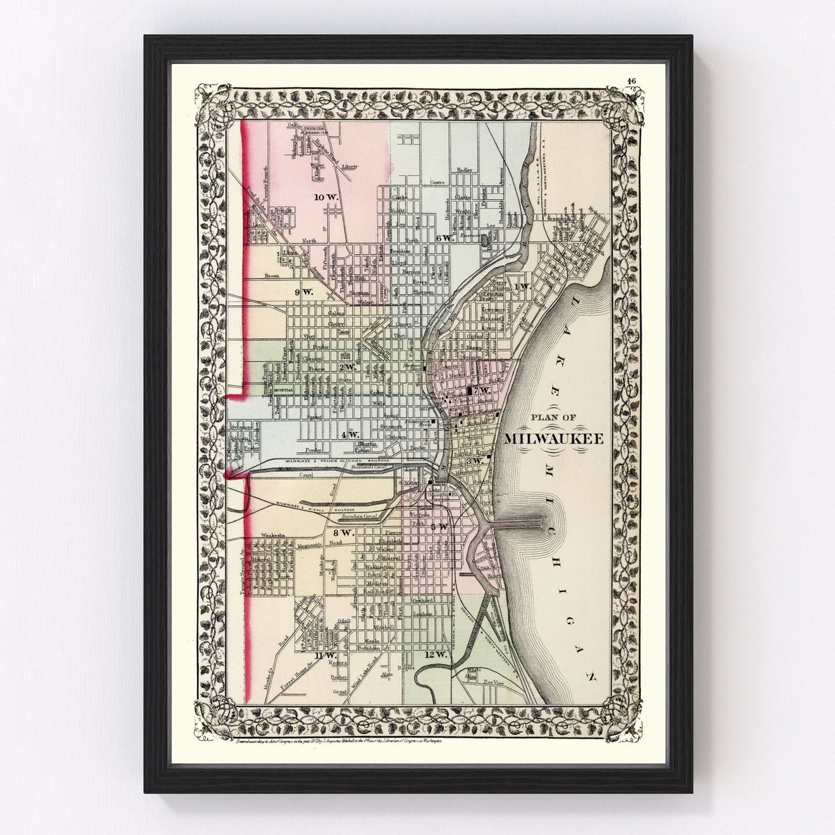Milwaukee Vintage Map 1874