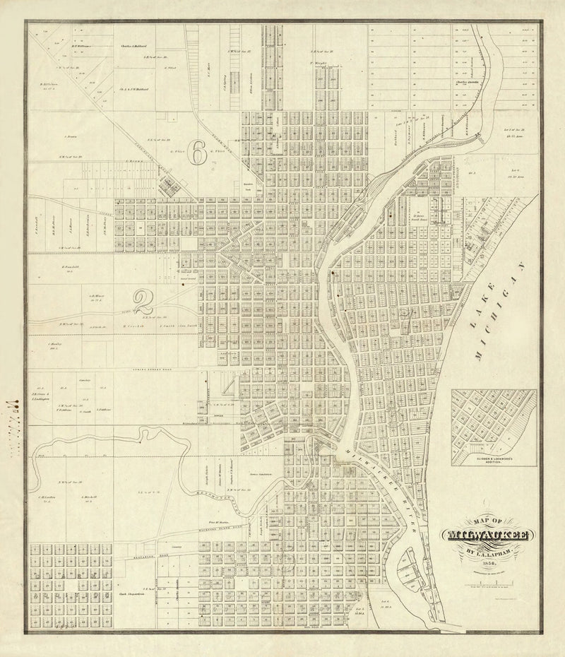 Size comparison using Vintage Map of Milwaukee, Wisconsin 1856
