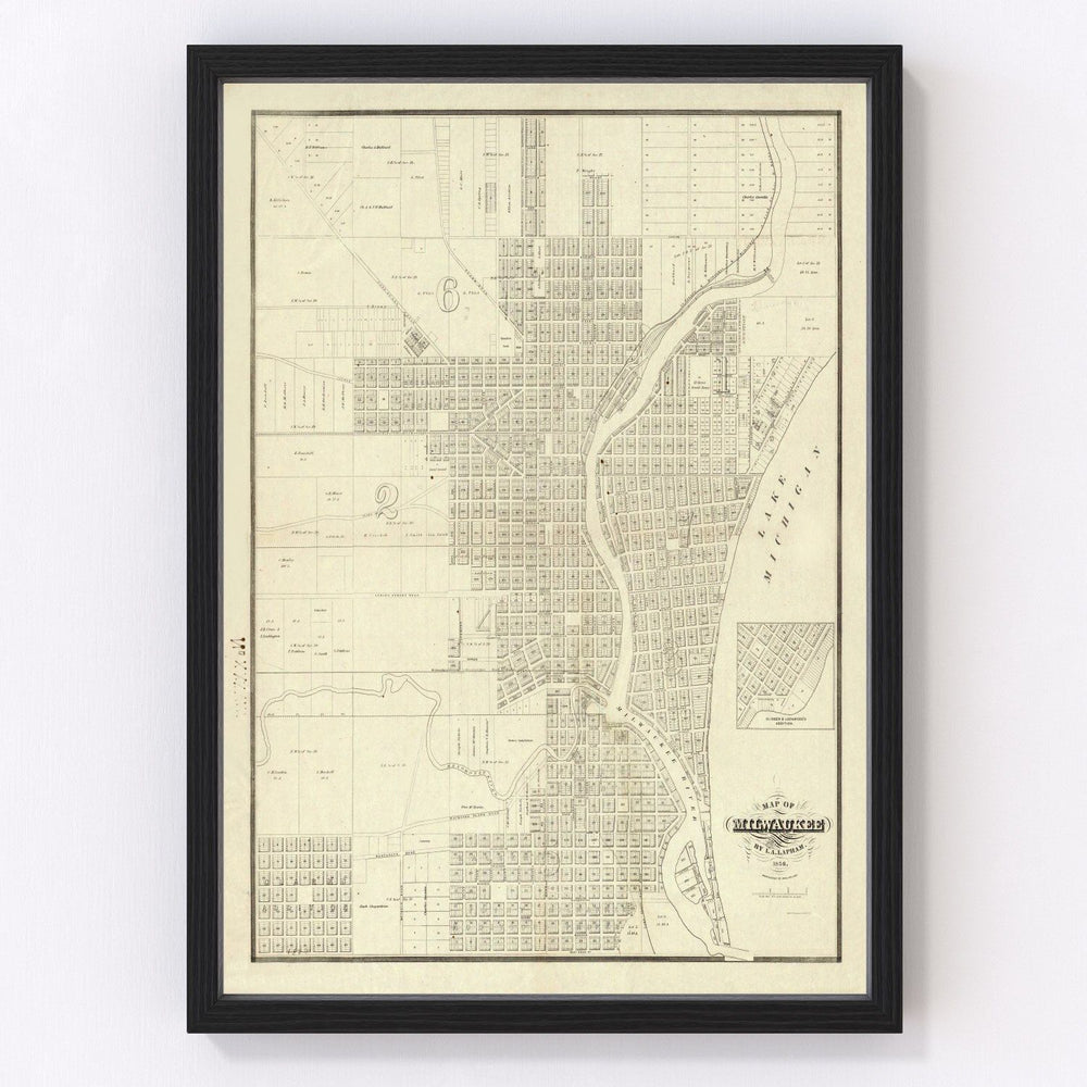Milwaukee Vintage Map 1856