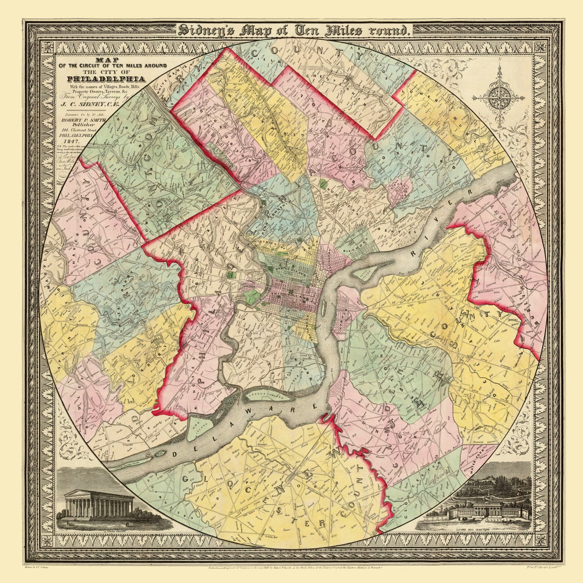 Preview of Vintage Map of Philadelphia, Pennsylvania 1847