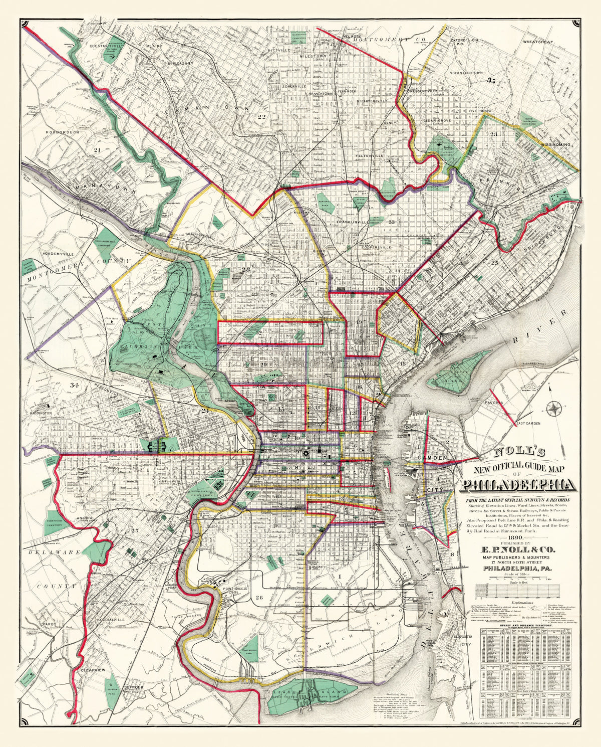 Preview of Vintage Map of Philadelphia, Pennsylvania 1890