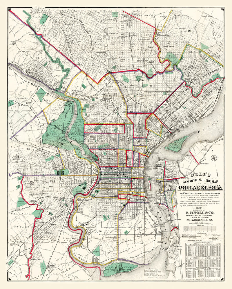 Size comparison using Vintage Map of Philadelphia, Pennsylvania 1890