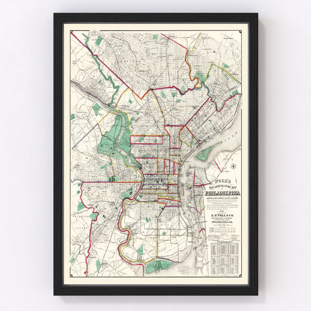 Philadelphia Vintage Map 1890