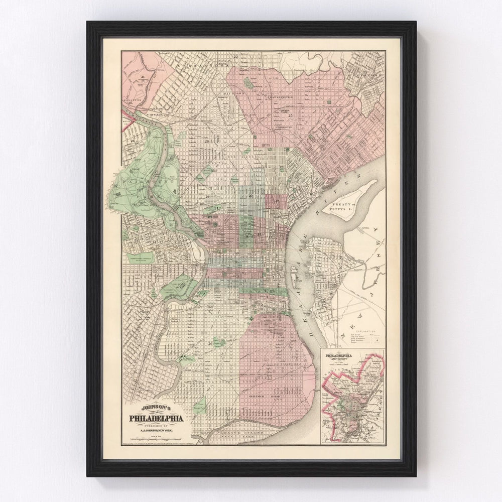 Philadelphia Vintage Map 1886
