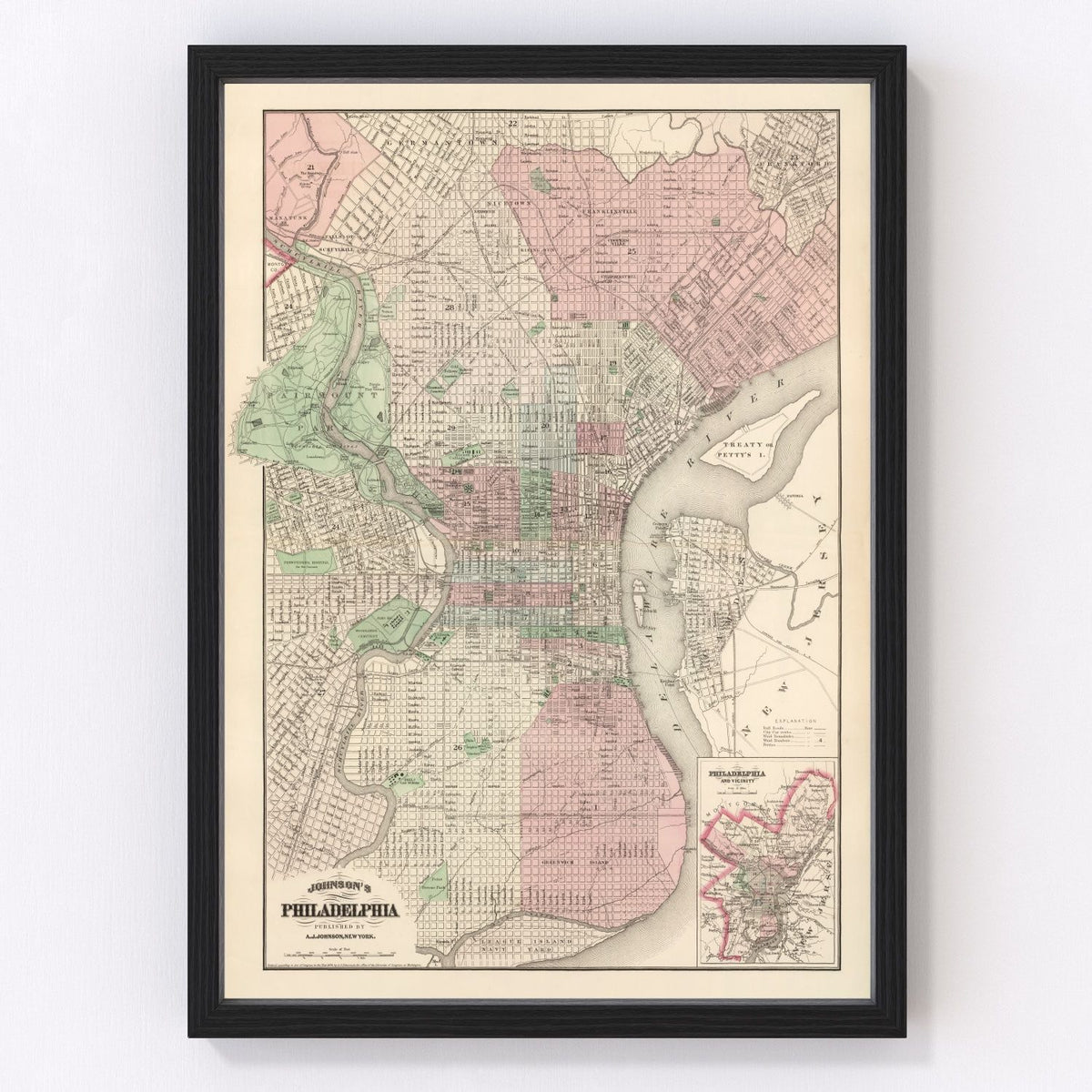Philadelphia Vintage Map 1886
