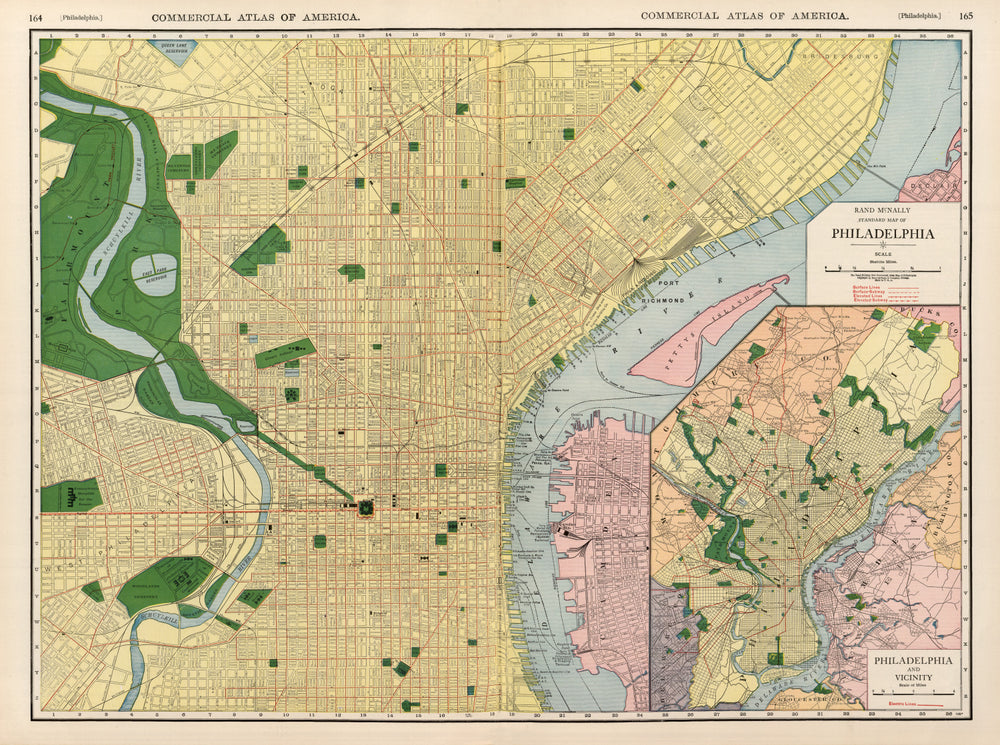Vintage Map of Philadelphia, Pennsylvania 1924 print style example